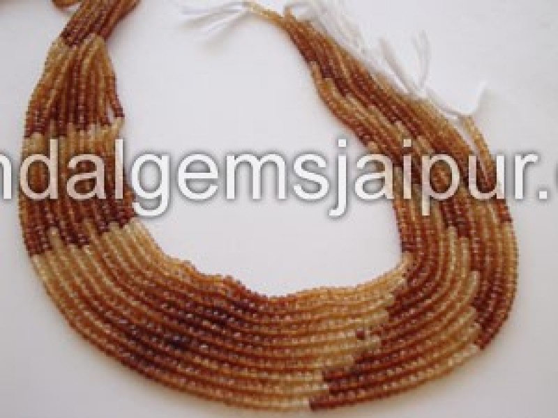 Hessonite Faceted Roundelle Shape Beads
