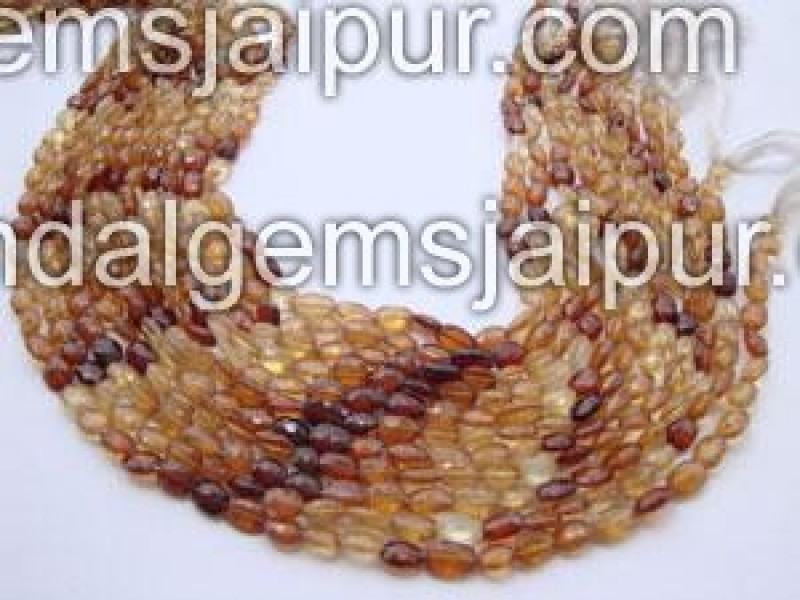 Hessonite Faceted Oval Shape Beads