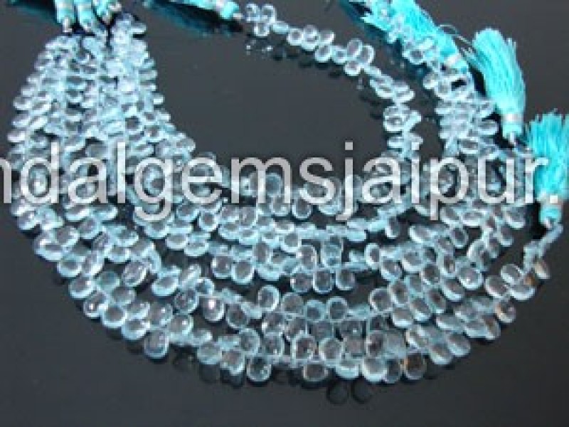 Sky Blue Topaz Briollete Pear Shape Beads