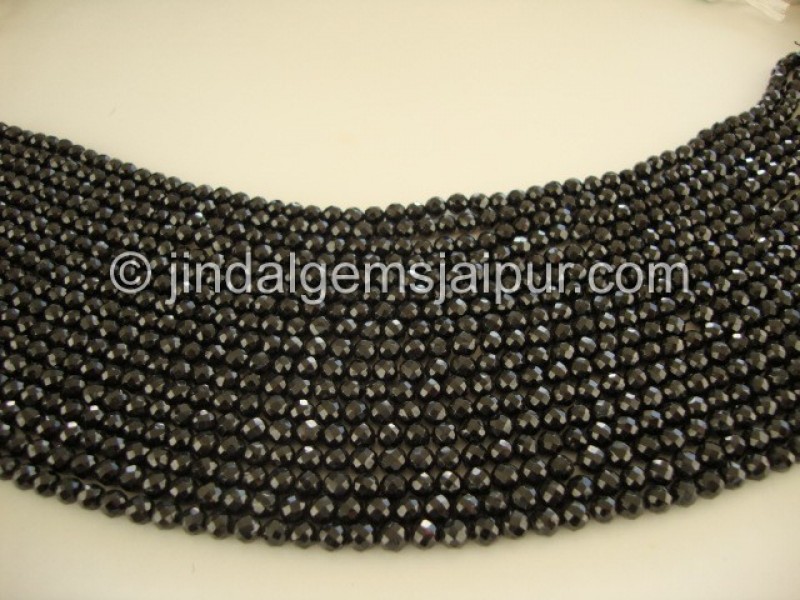 Black Spinel Faceted Round Shape Beads