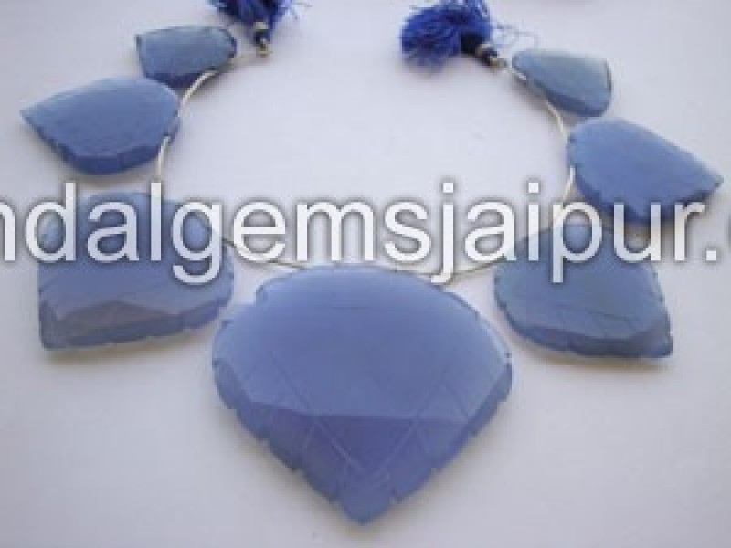 Blue Chalcedony Briollete Heart Shape Beads