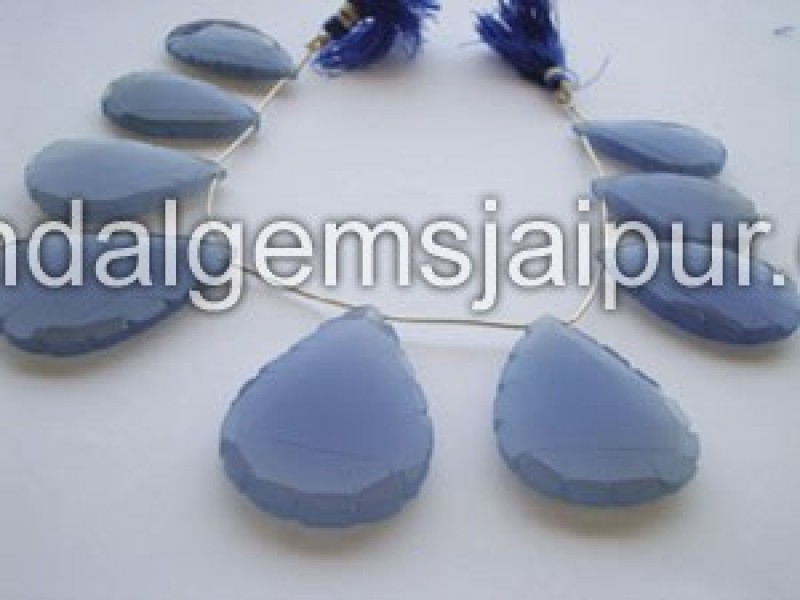 Blue Chalcedony Briollete Pear Shape Beads