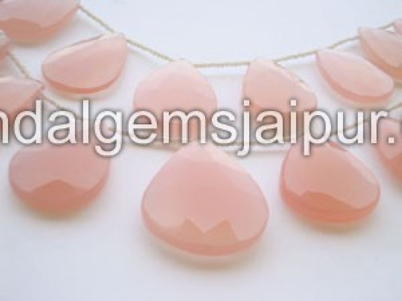 Rose Chalcedony Briollete Pear Shape Beads