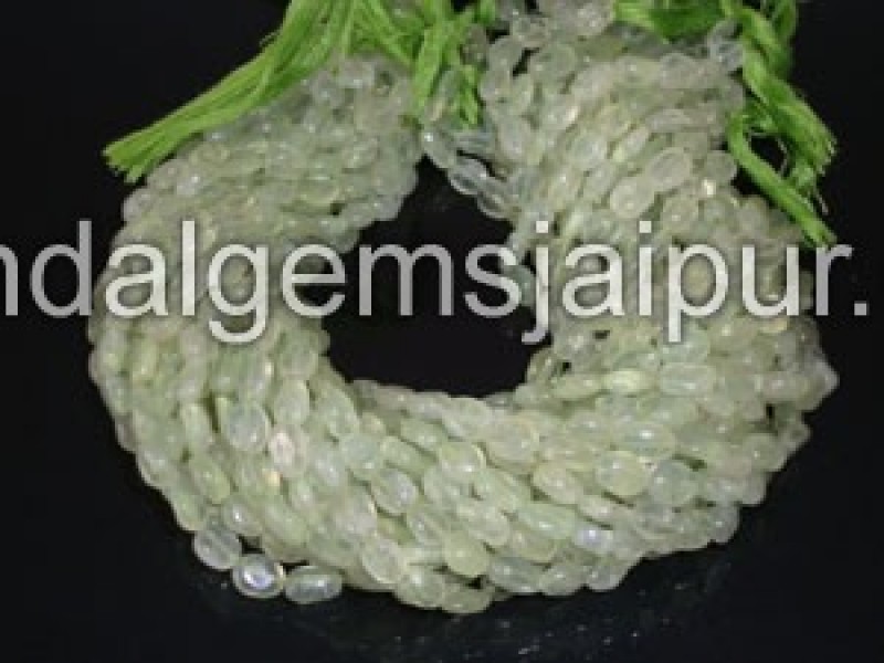 Prehnite Plain Oval Shape Beads