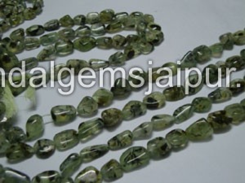 Moss Prehnite Plain Nuggets Shape Beads