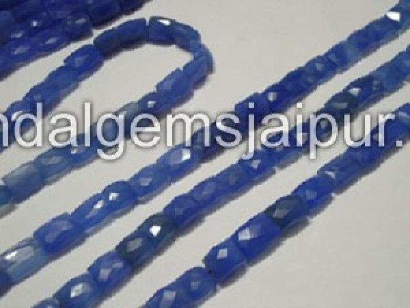 Blue Chalcedony Faceted Chicklet Shape Beads