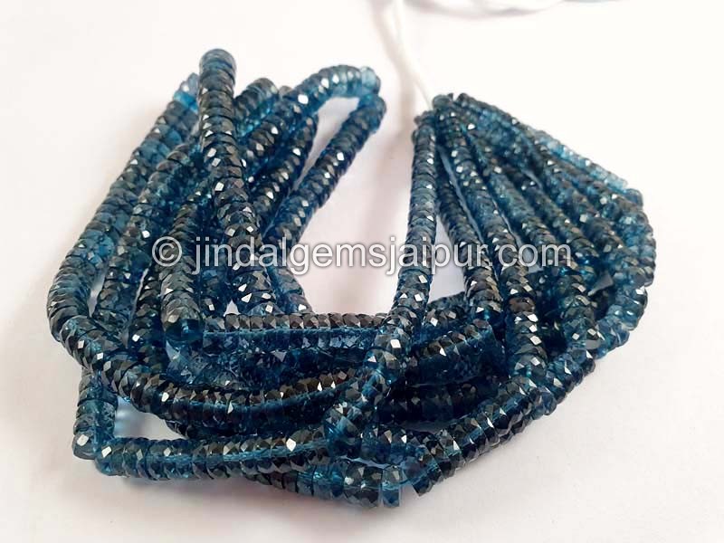 London Blue Topaz Faceted Tyre Shape Beads