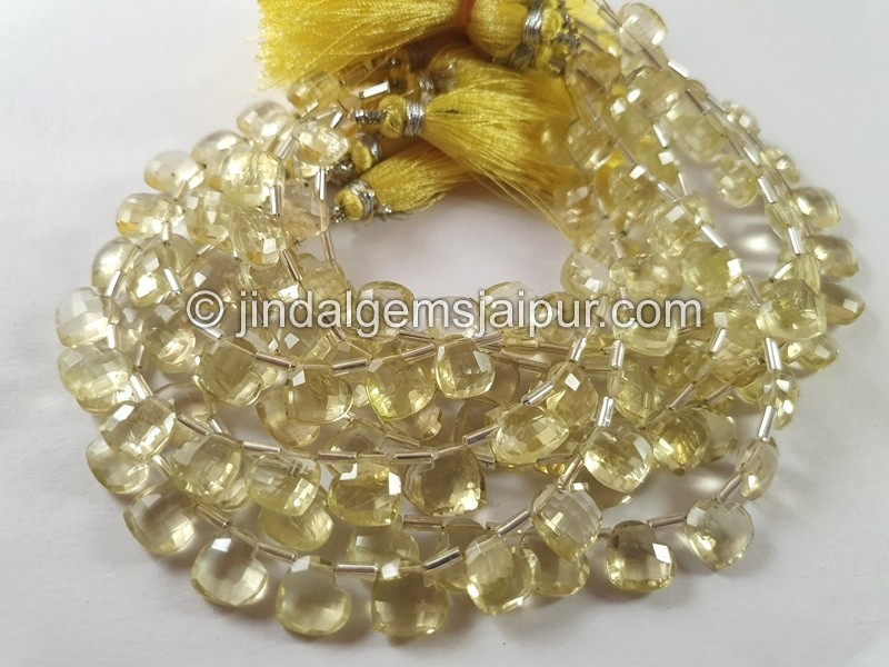 Lemon Quartz Faceted Fancy Heart Beads