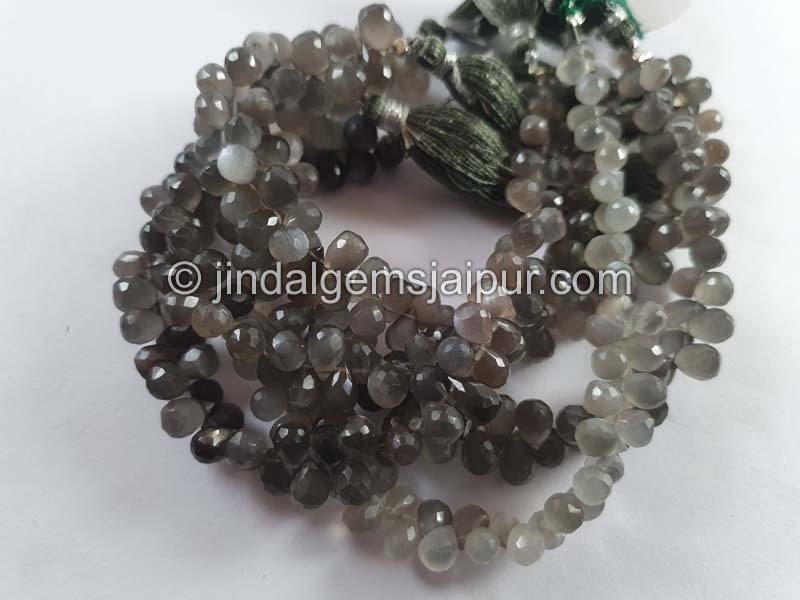 Grey Moonstone Faceted Drops Beads