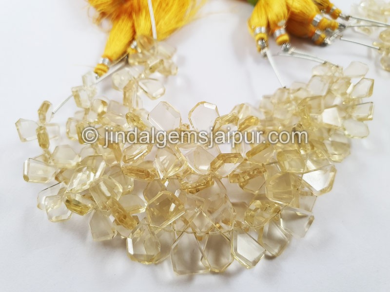 Lemon Quartz Flat Table Cut Fancy Beads