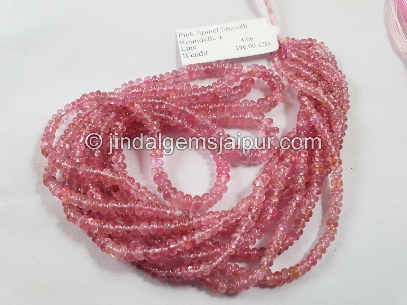 Pink Spinel Smooth Roundelle Beads