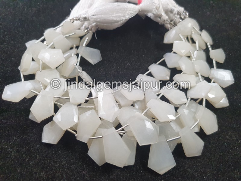 White Moonstone Faceted Shield Beads