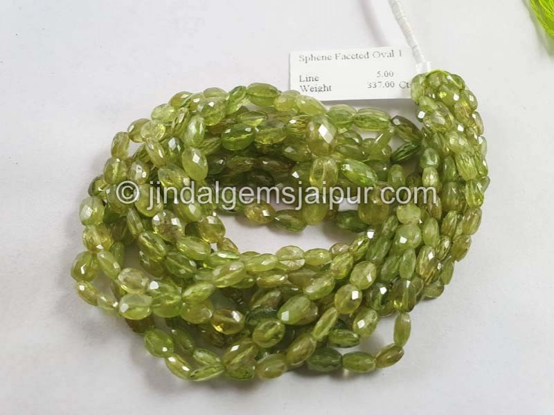 Sphene Faceted Oval Beads