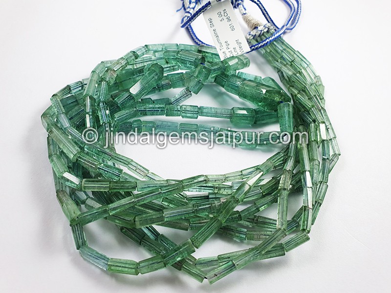 Blue Tourmaline Cut Pipe Shape Beads