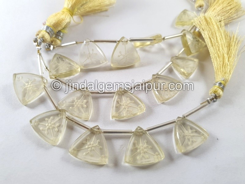 Lemon Quartz Carved Triangle Beads