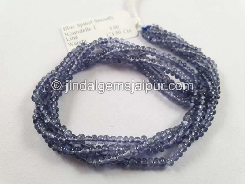 Blue Spinel Shaded Smooth Roundelle Beads