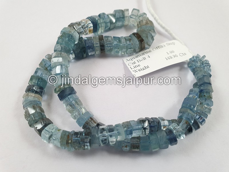 Santa Maria Aquamarine Shaded Step Cut Roundelle Beads