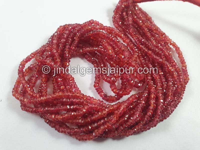 Red Padparadscha Sapphire Faceted Roundelle Beads