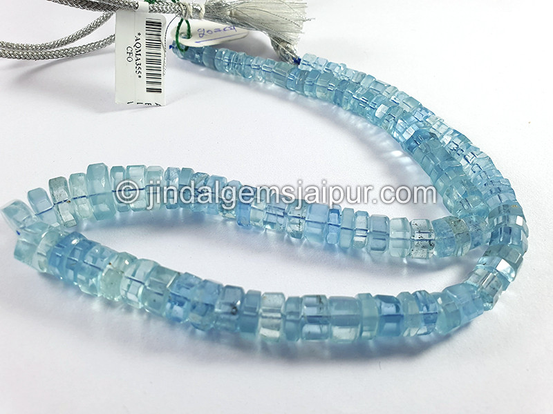 Aquamarine Step Cut Bolt Shape Beads