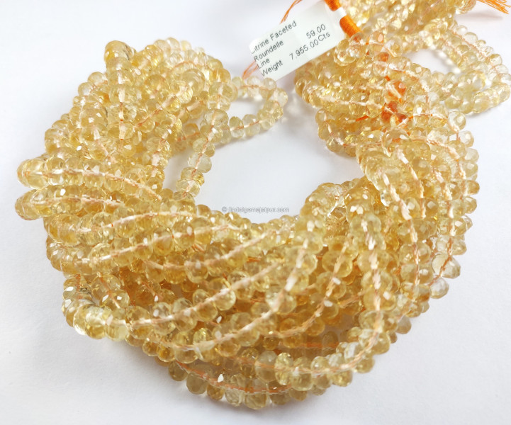 Citrine Faceted Roundelle Shape Beads