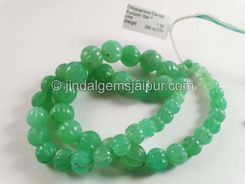 Chrysoprase Carved Pumpkin Balls Beads