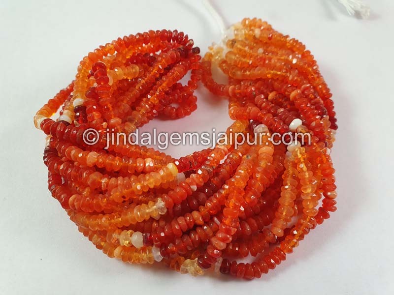 Fire Opal Faceted Roundelle Beads