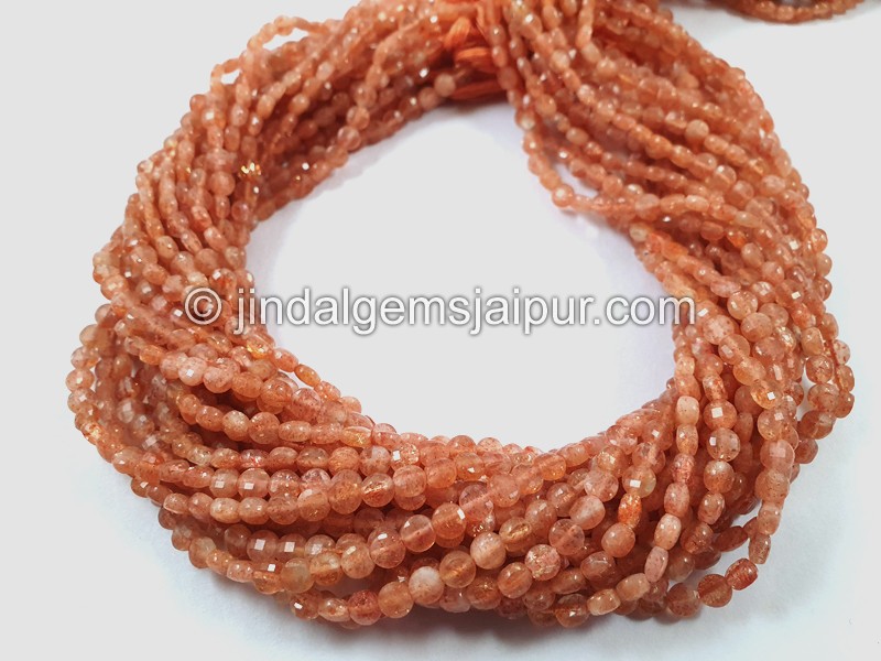 Sunstone Faceted Coin Beads