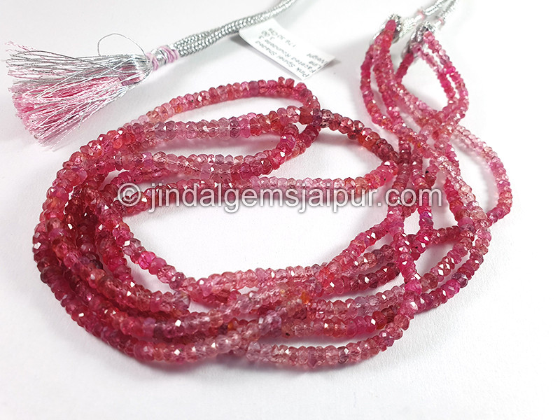 Pink Spinal Shaded Faceted Roundelle Shape Beads