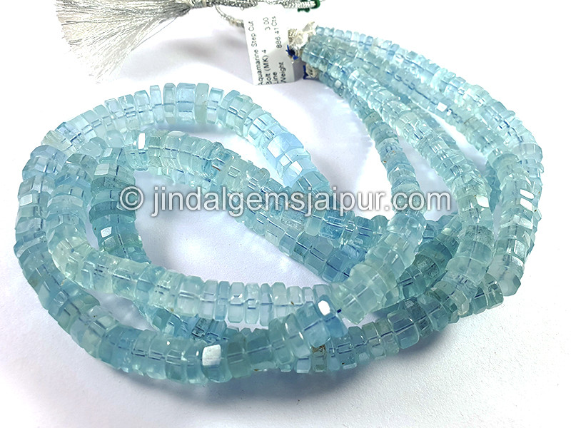 Aquamarine Step Cut Bolt Shape Beads