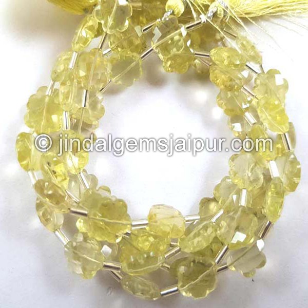 Lemon Quartz Faceted Flower Beads