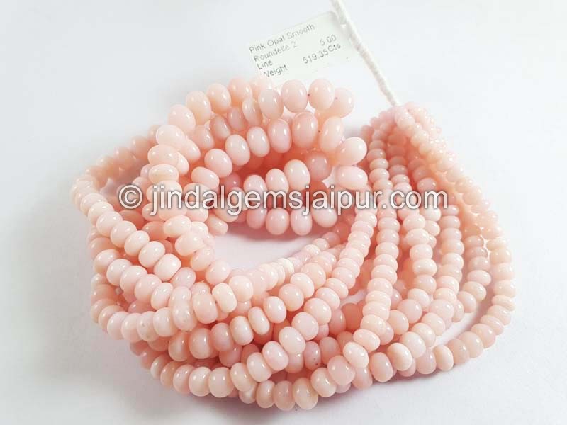 Pink Opal Smooth Roundelle Beads