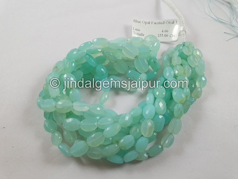 Blue Opal Peruvian Faceted Oval Beads