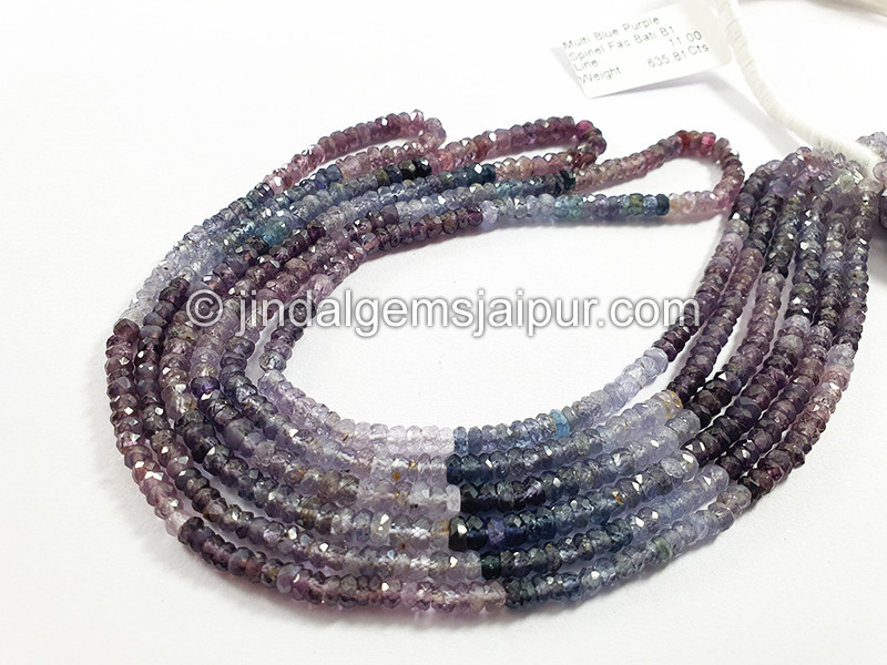 Multi Indigo Spinel Faceted Roundelle Shape Beads