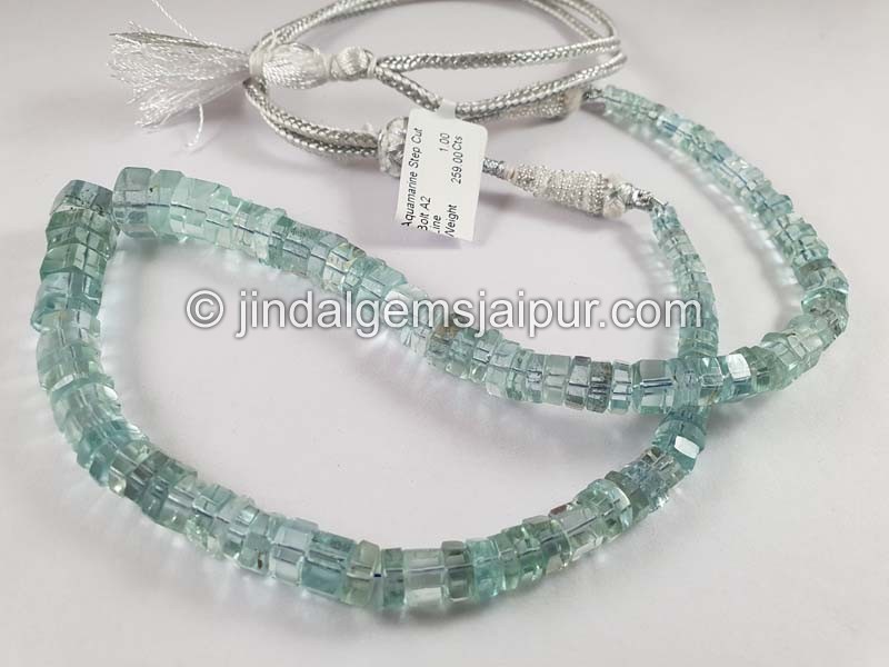 Aquamarine Step cut Bolt Shape Beads