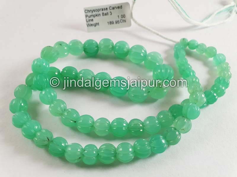 Chrysoprase Carved Pumpkin Balls Beads