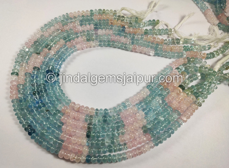 Multi Aquamarine Smooth Roundelle Shape Beads