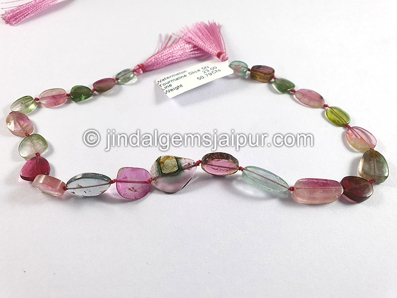 Watermelon Tourmaline Smooth Slices Beads