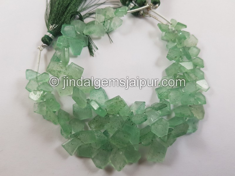 Green Strawberry Quartz Flat Slice Cut Beads