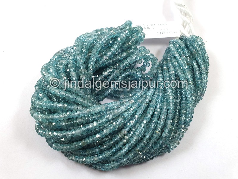 Natural Blue Zircon Faceted Roundelle Beads