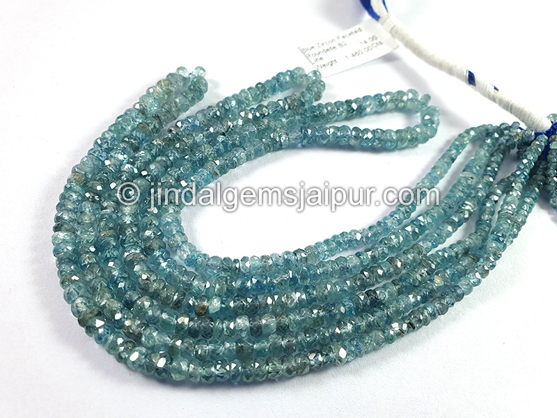 Blue Zircon Faceted Roundelle Shape Beads