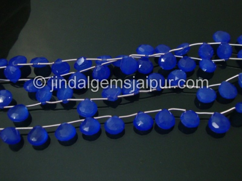 Tanzanite Blue Chalsydony Faceted Heart Shape Beads