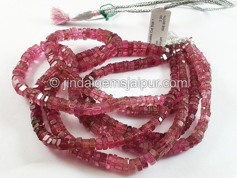 Rubellite Cut Bolt Shape Beads