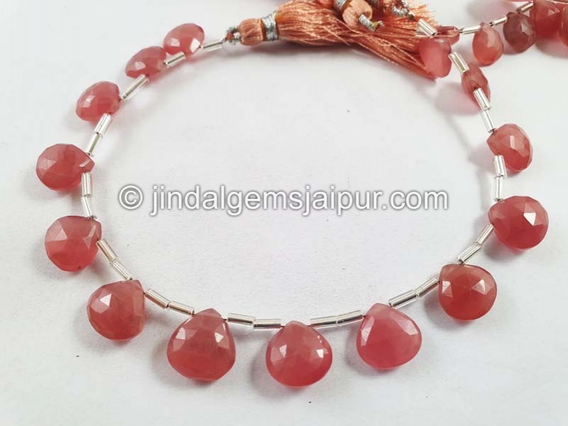 Rhodochrosite Faceted Heart Beads