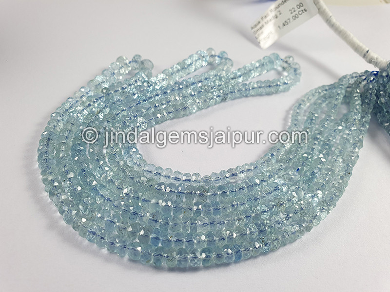 Aquamarine Faceted Roundelle Shape Beads