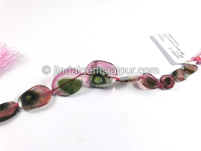 Watermelon Tourmaline Smooth Slices Beads