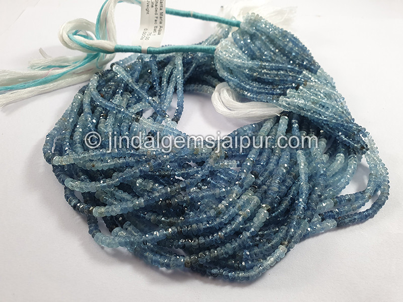 Santa Maria Aquamarine Shaded Faceted Roundelle Shape Beads