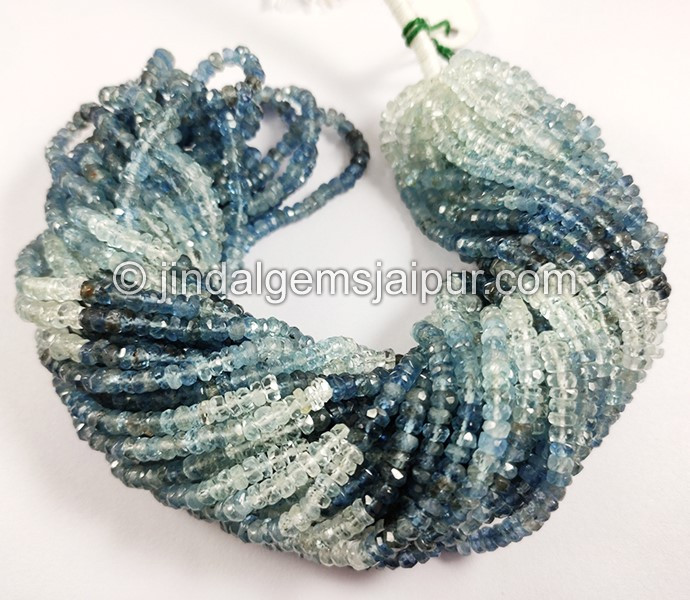 Santa Maria Aquamarine Shaded Faceted Roundelle Shape Beads