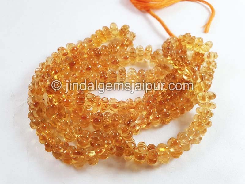 Citrine Carved Pumpkin Shape Beads