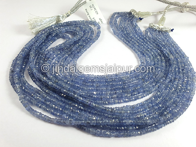 Blue Sapphire Burma Faceted Roundelle Shape Beads