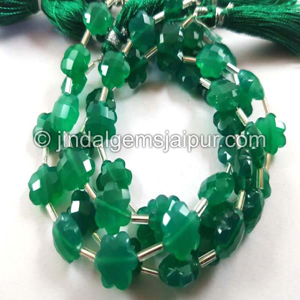 Green Onyx Faceted Flower Beads